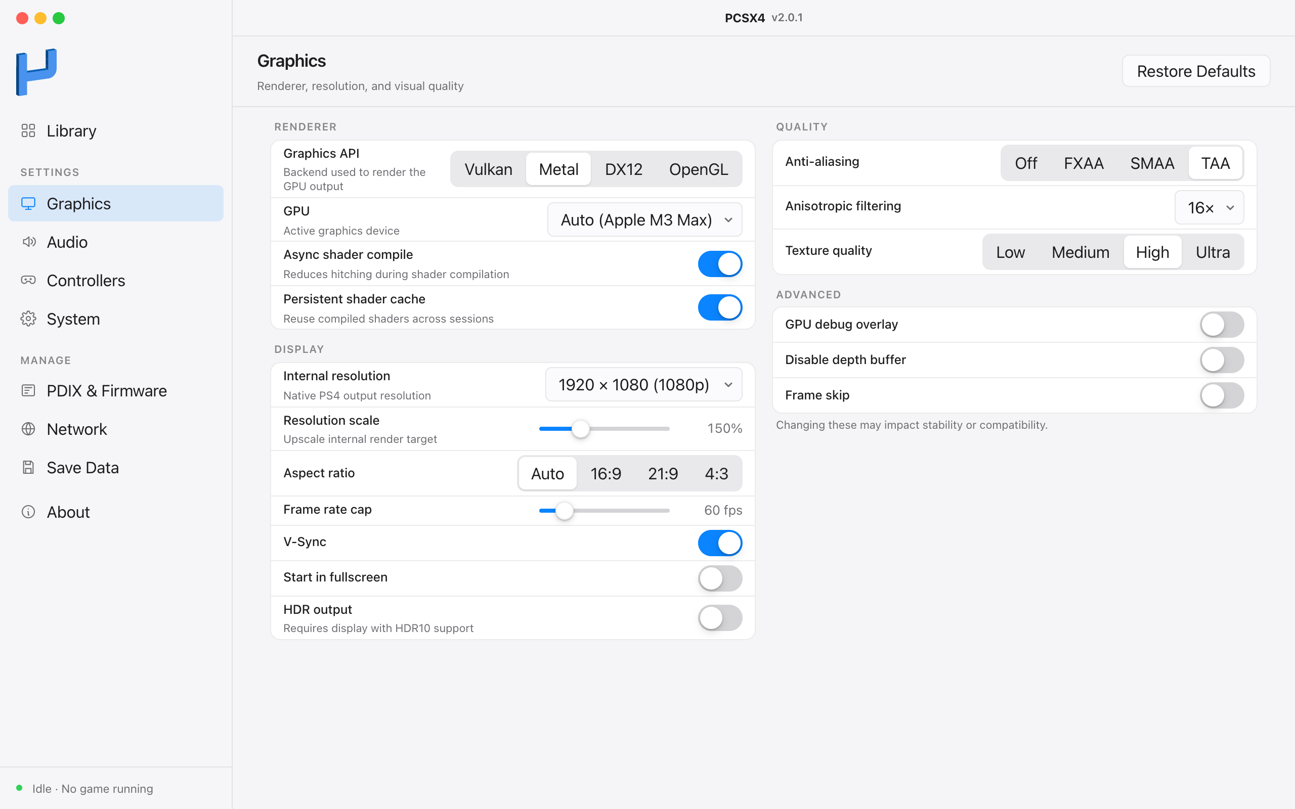 Graphics Configuration Interface
